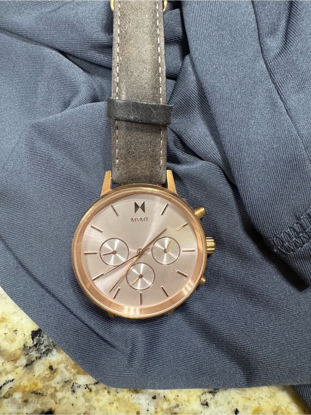 MVMT Rose Gold Chronograph with Gray/Brown Suede Strap